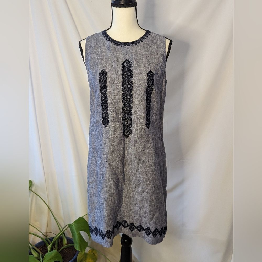 EUC - Artisan NY Sleeveless 100% Linen Sheath Dress - 2